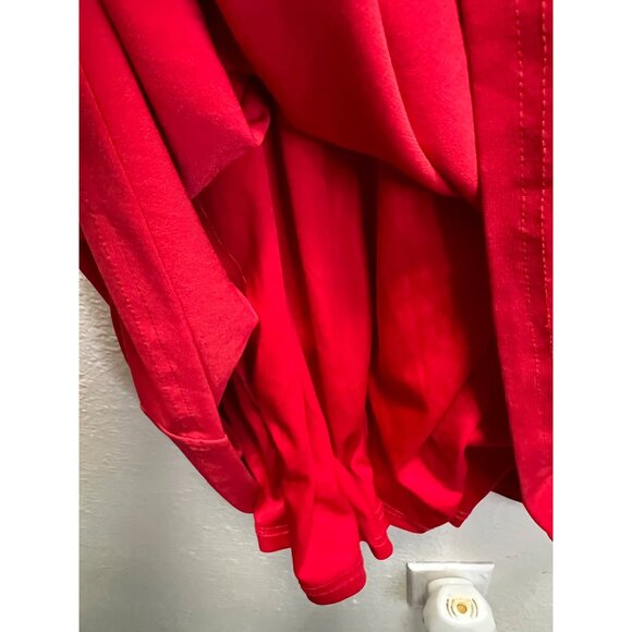 Womens Red Ruched Waist Dress By Black Saks Fifth Avenue Size 16 3/4 Sleeves Bac - Picture 9 of 9